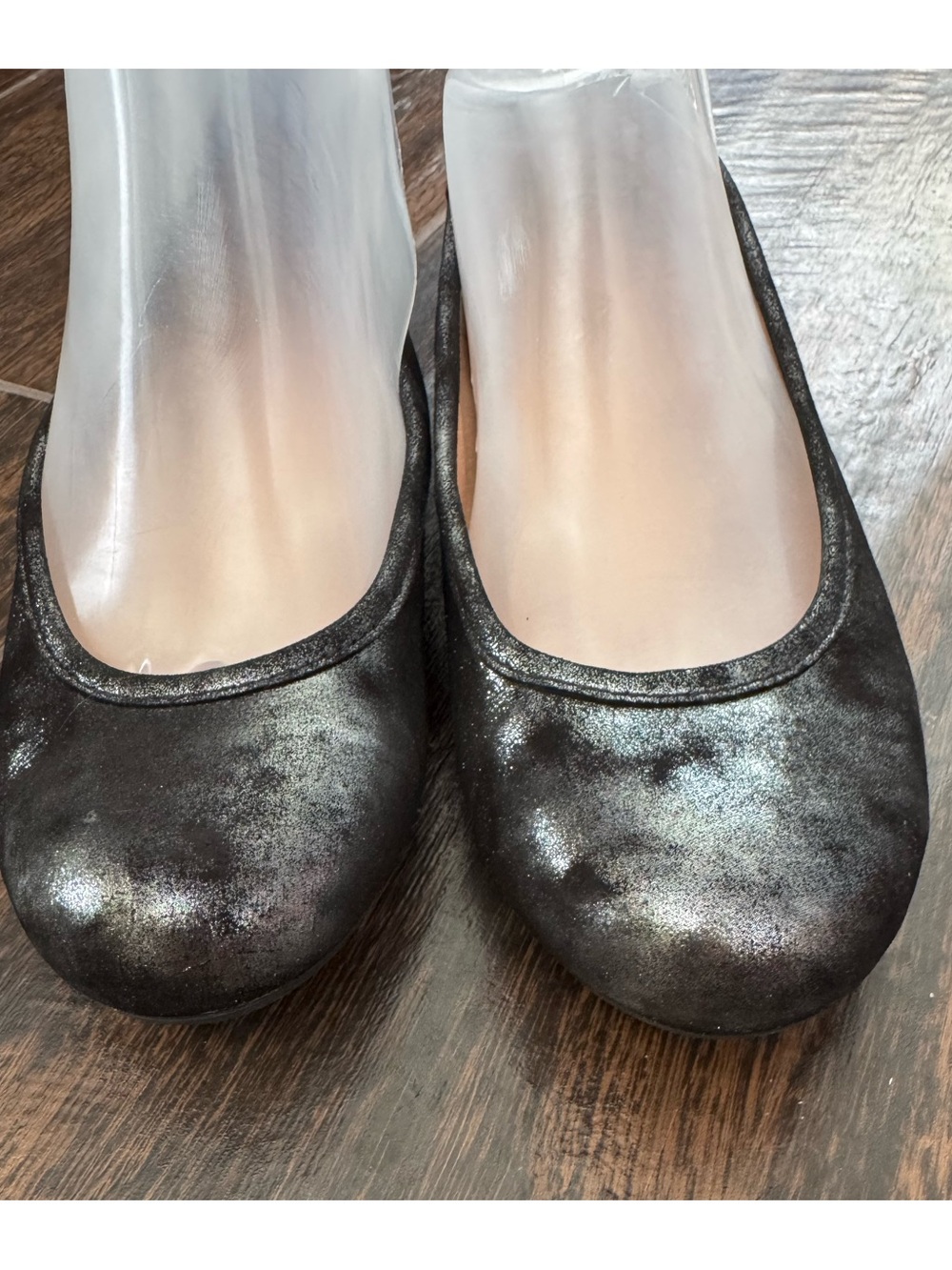 Taos Rascal Ballet Flats Mottled Black/grey Leather Shimmer Comfort 7.5 NWOT